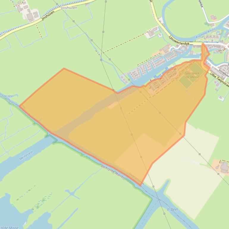 Kaart van postcodegebied 8491CJ.