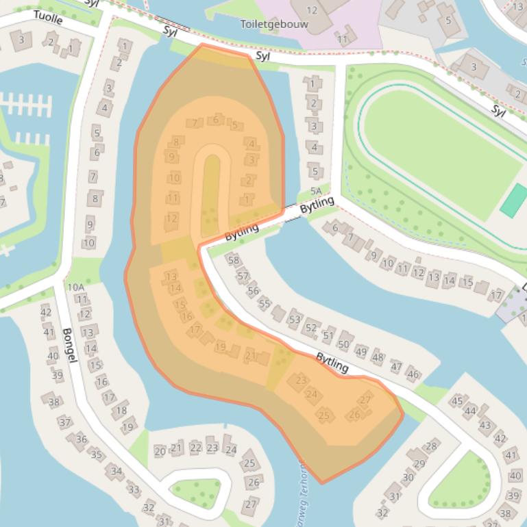 Kaart van postcodegebied 8493KJ.