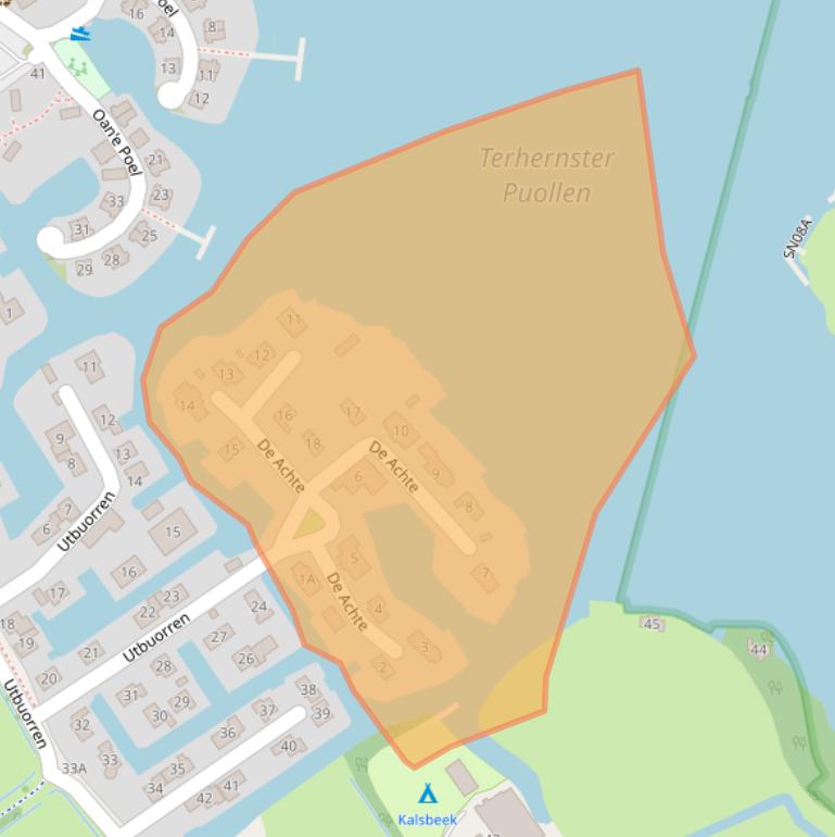 Kaart van postcodegebied 8493MB.