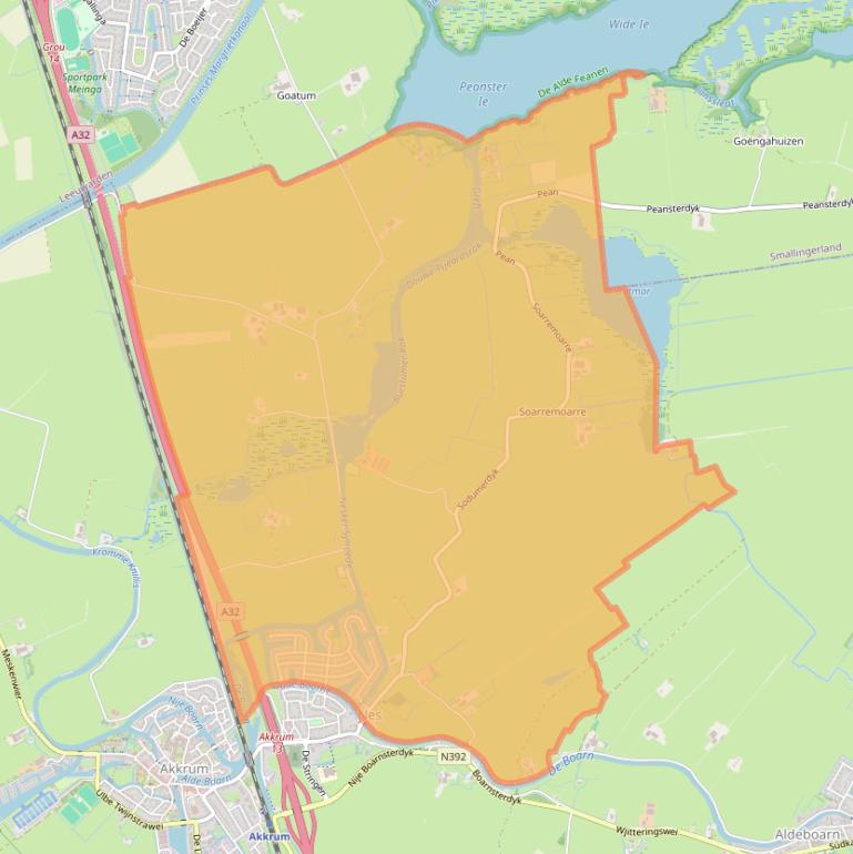 Kaartafbeelding, ingezoomd op postcodegebied 8494.