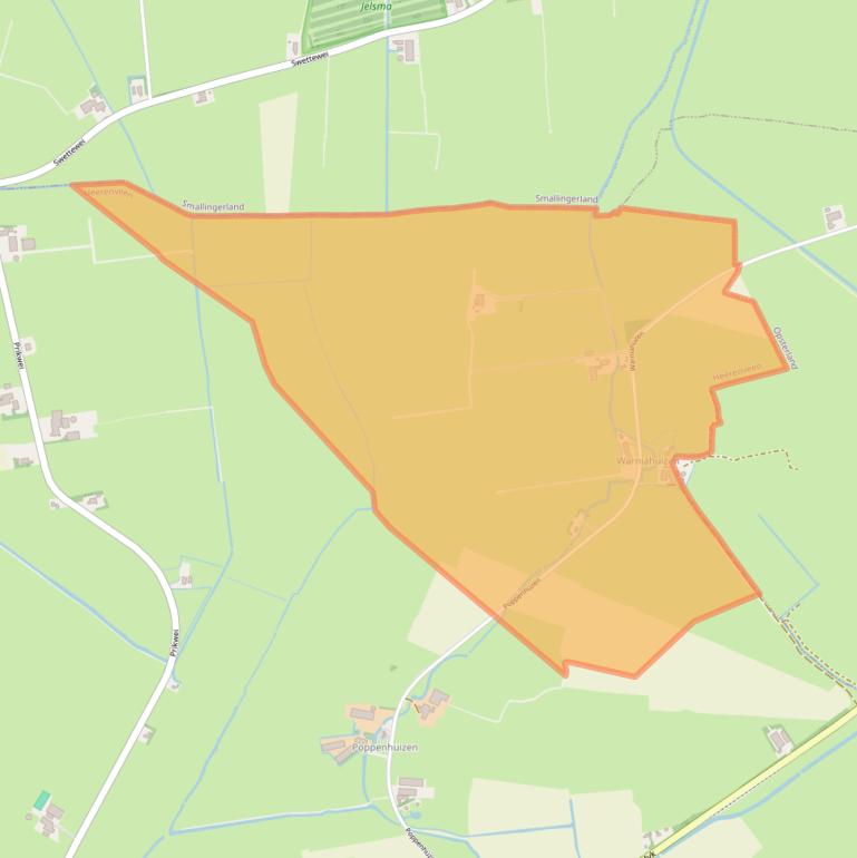 Kaart van postcodegebied 8495NE.