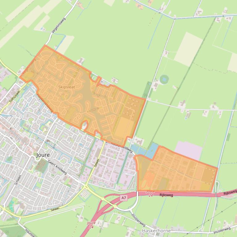 Kaart van postcodegebied 8502.