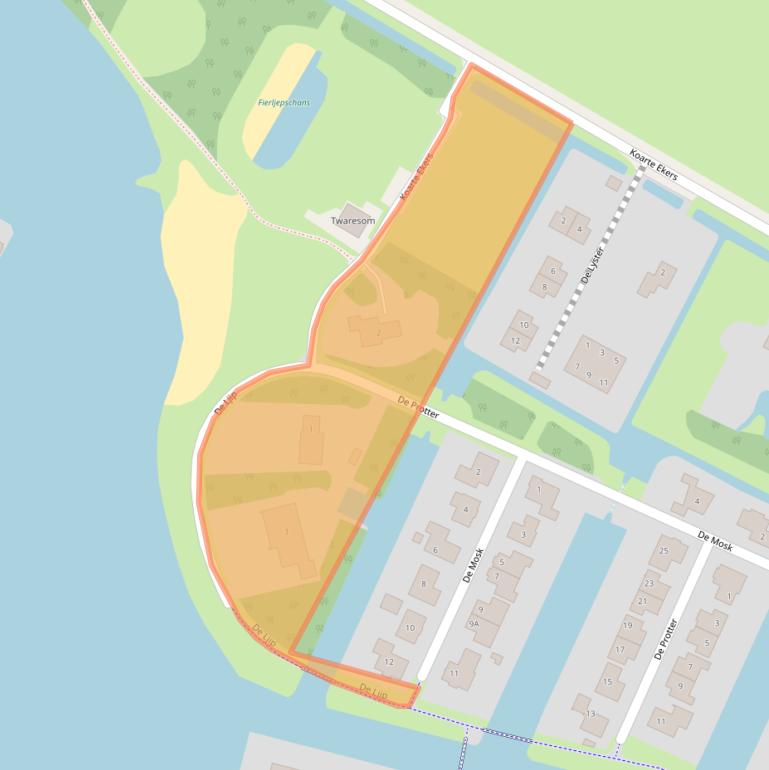 Kaart van postcodegebied 8502DJ.