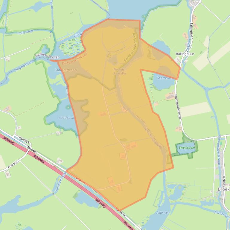 Kaart van postcodegebied 8512AA.