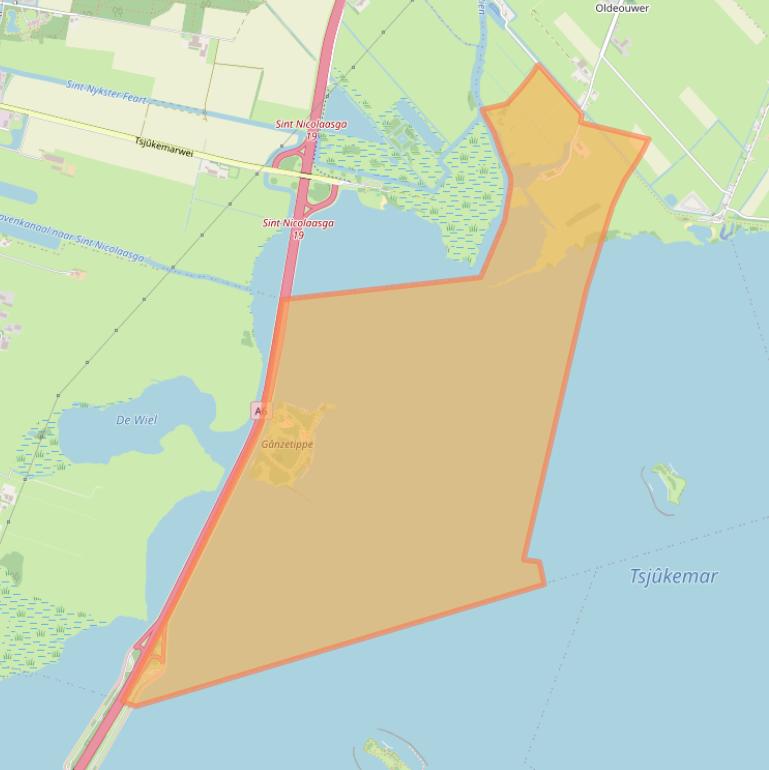 Kaart van postcodegebied 8515CS.