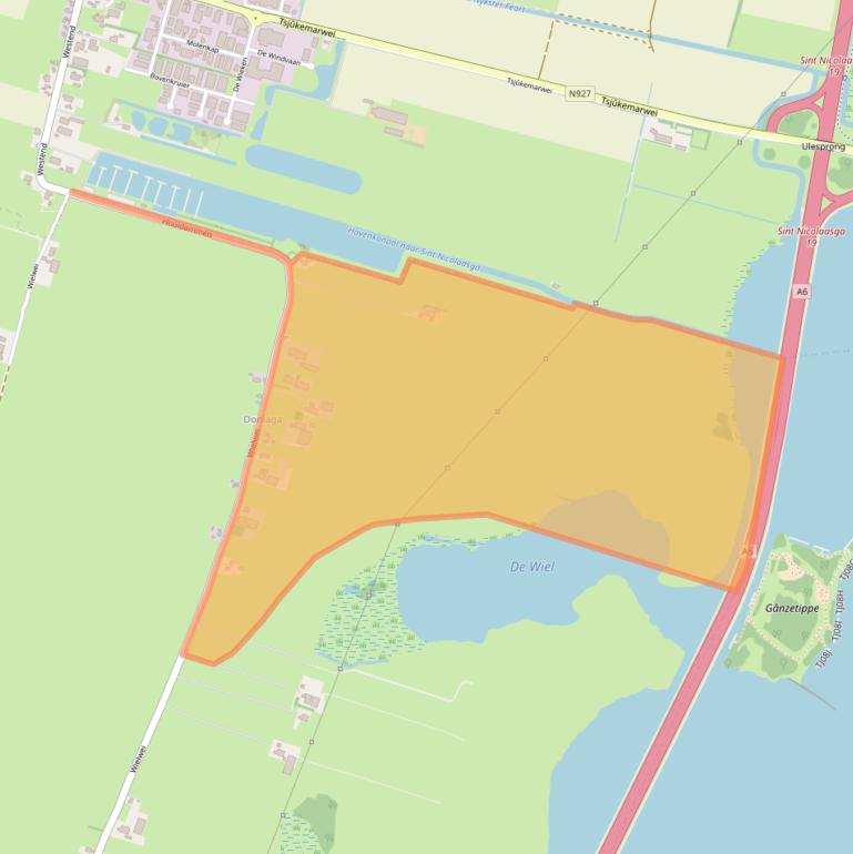 Kaart van postcodegebied 8516DD.