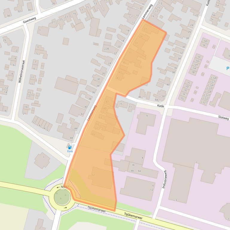 Kaart van postcodegebied 8521JM.