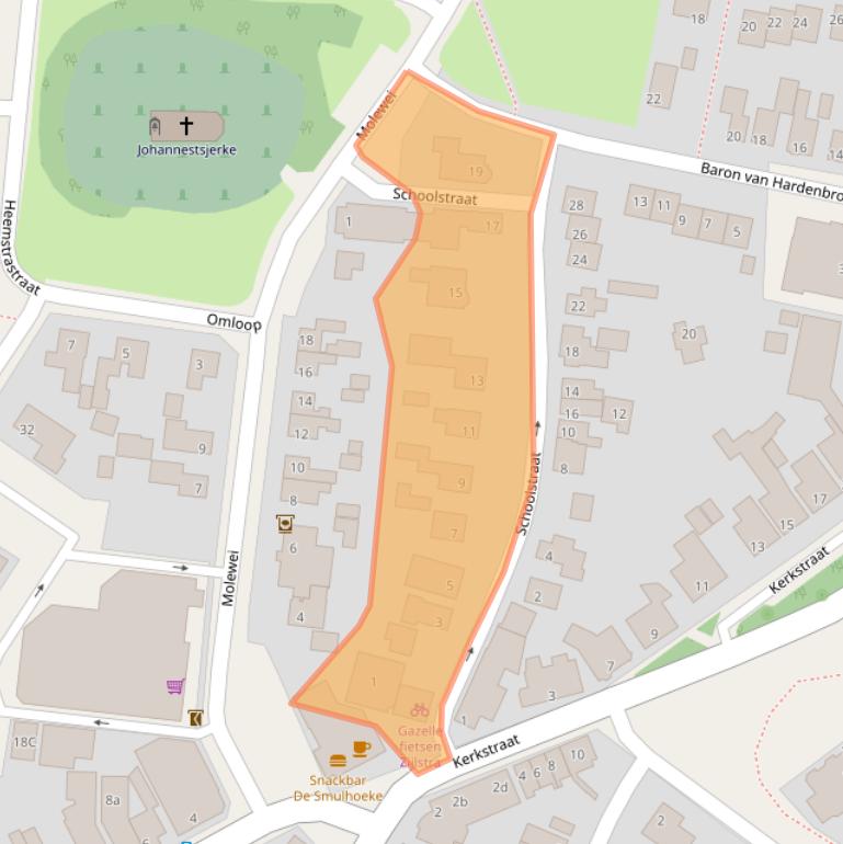 Kaart van postcodegebied 8521KB.