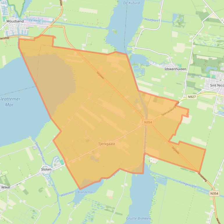 Kaart van postcodegebied 8522.