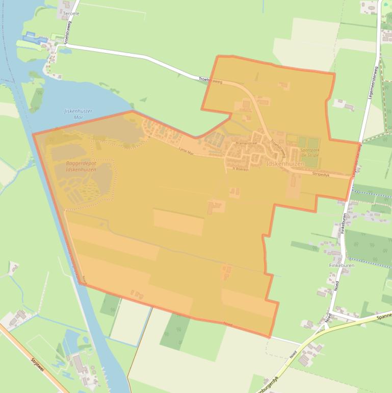Kaartafbeelding, ingezoomd op postcodegebied 8523.