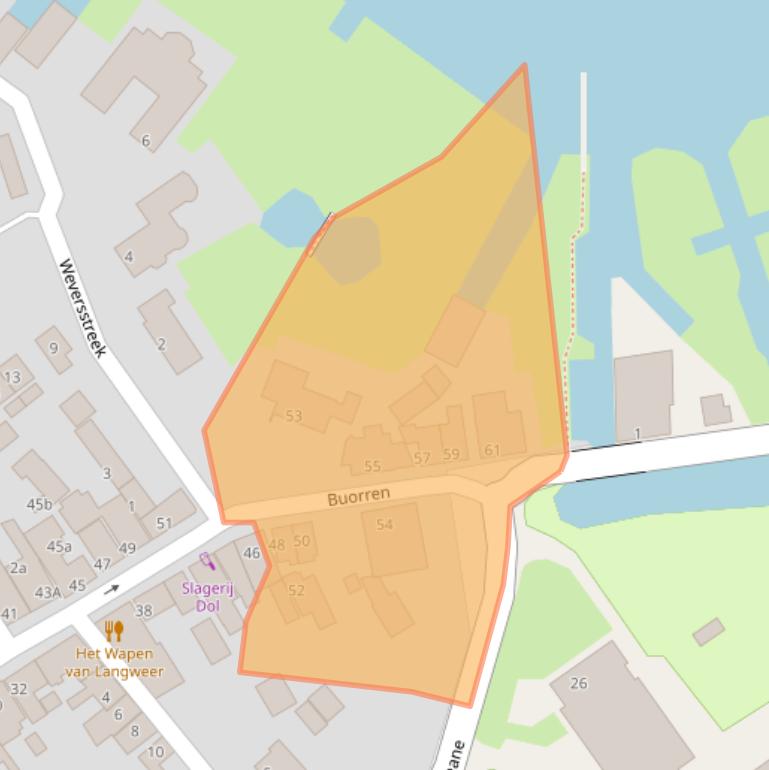 Kaart van postcodegebied 8525EE.