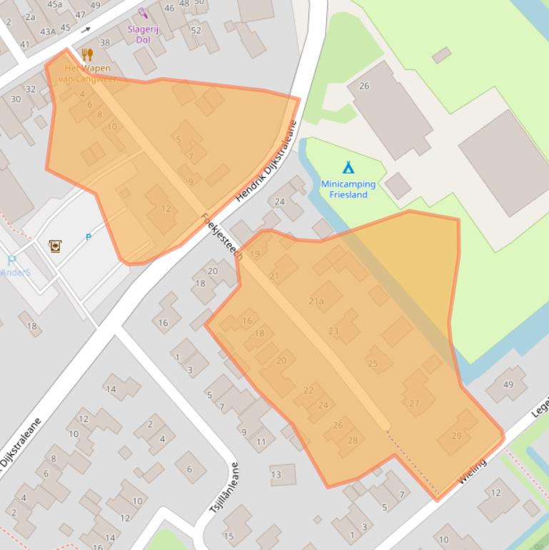 Kaart van postcodegebied 8525EH.