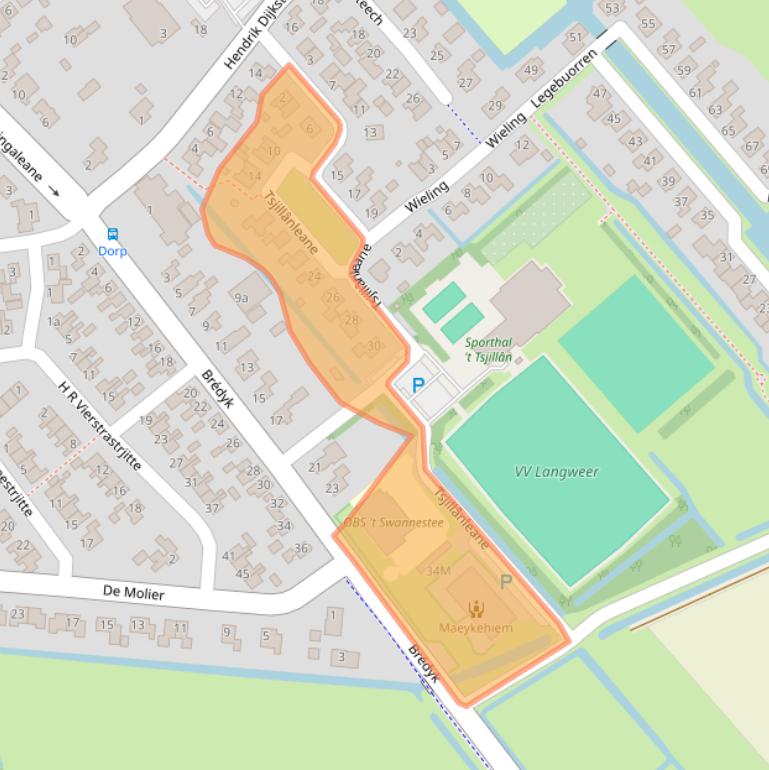 Kaart van postcodegebied 8525GR.