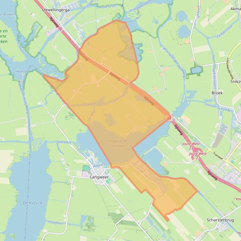 Kaart van postcodegebied 8526.