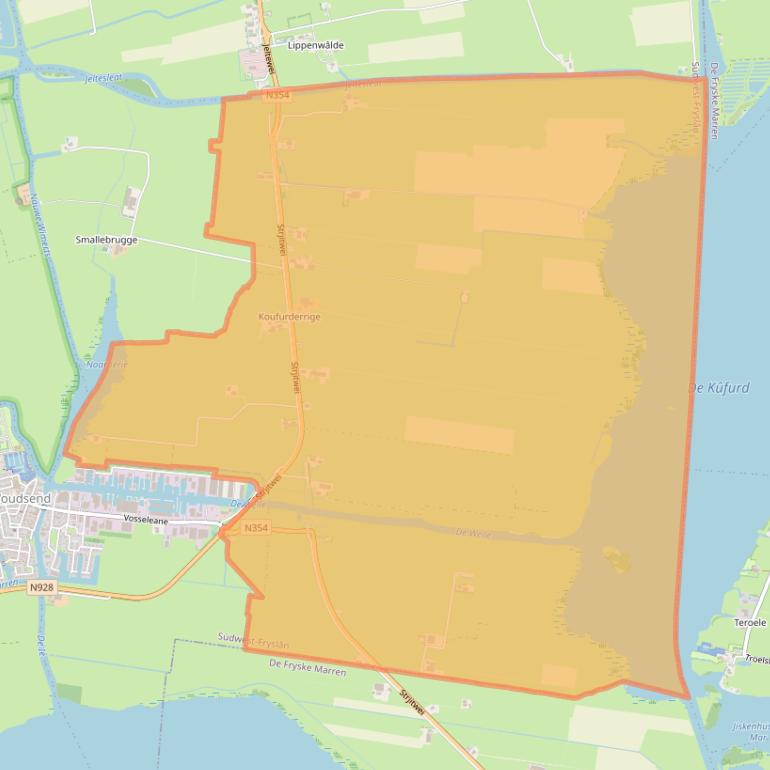 Kaartafbeelding, ingezoomd op postcodegebied 8529.