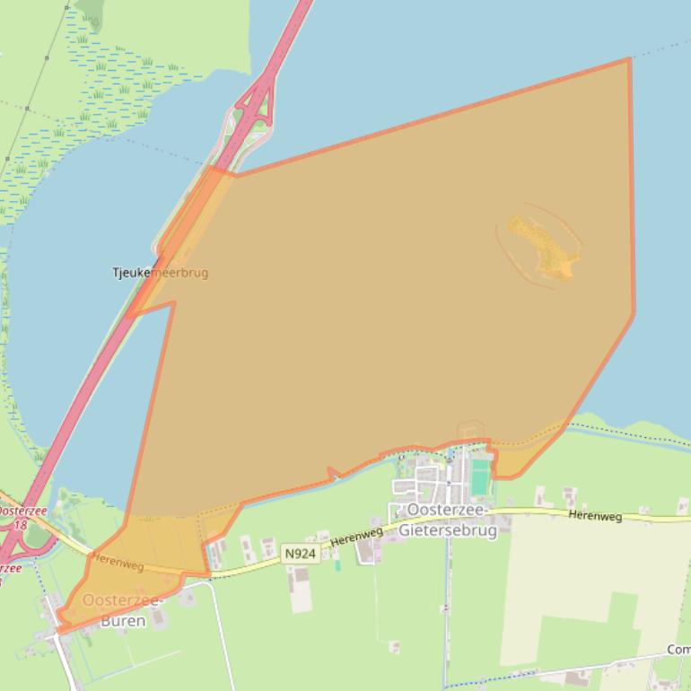 Kaart van postcodegebied 8536TH.