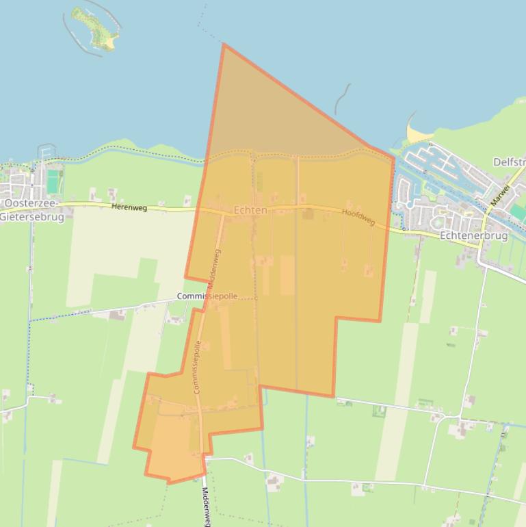 Kaart van postcodegebied 8537.