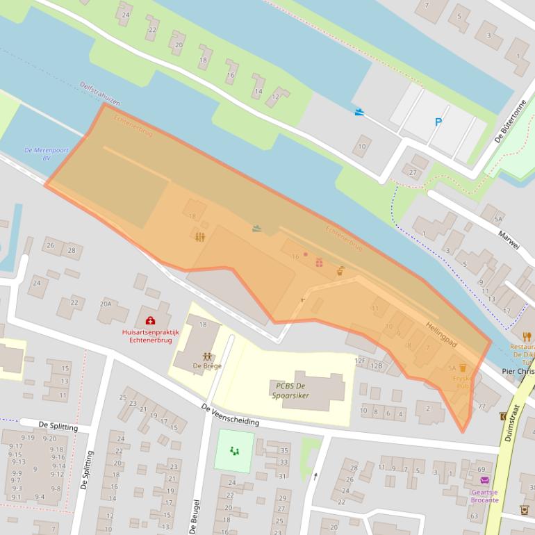 Kaart van postcodegebied 8539SW.