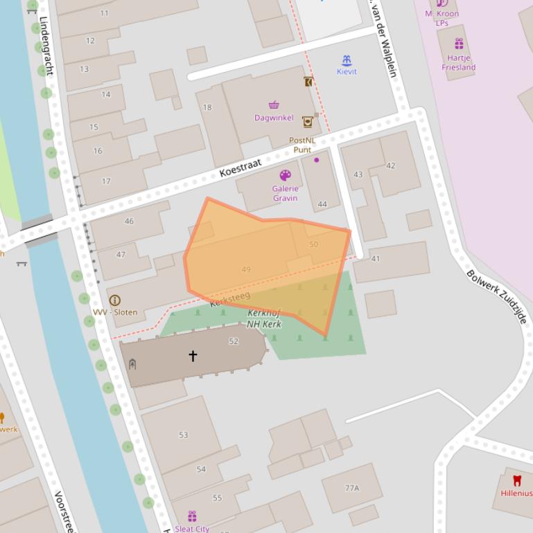 Kaart van postcodegebied 8556AA.