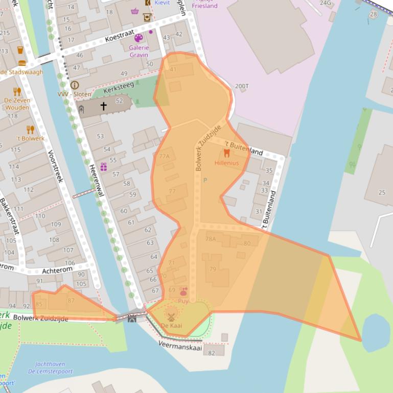 Kaart van postcodegebied 8556XS.