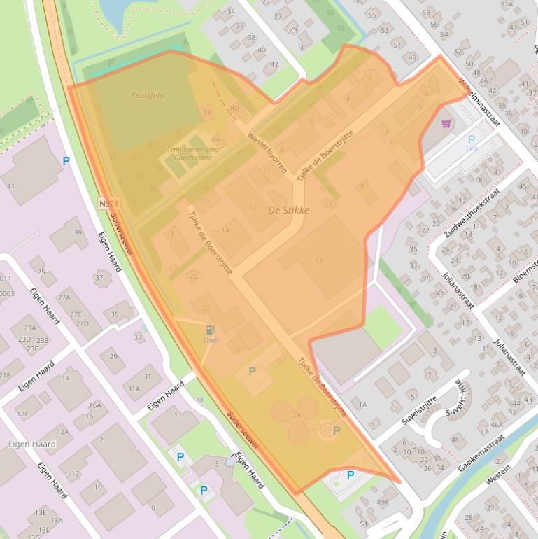 Kaart van postcodegebied 8561EL.