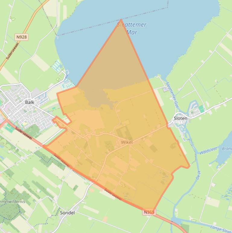 Kaart van postcodegebied 8563.