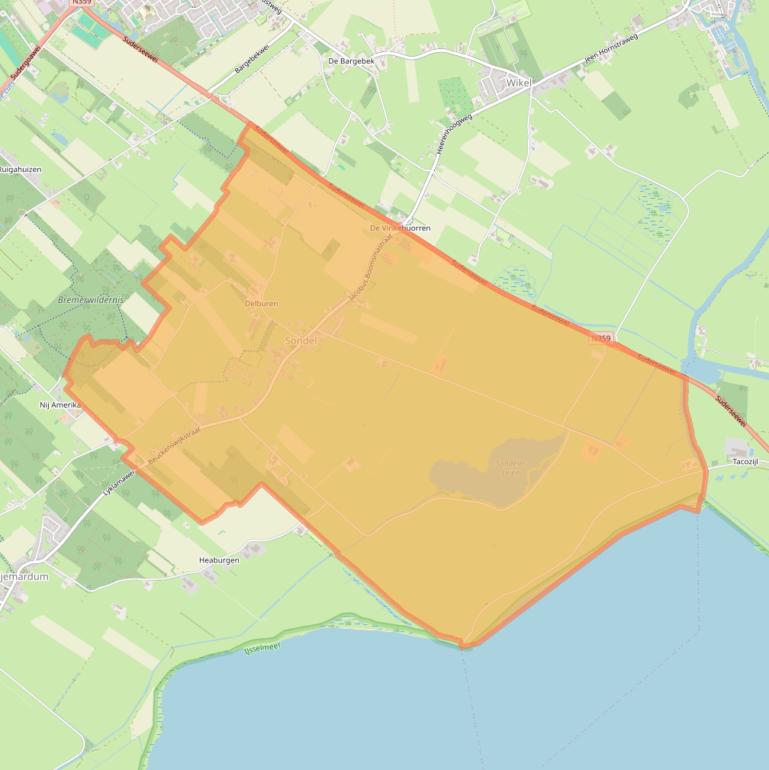 Kaart van postcodegebied 8565.