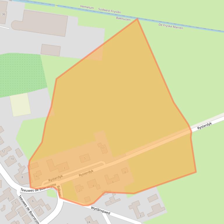 Kaart van postcodegebied 8574TA.