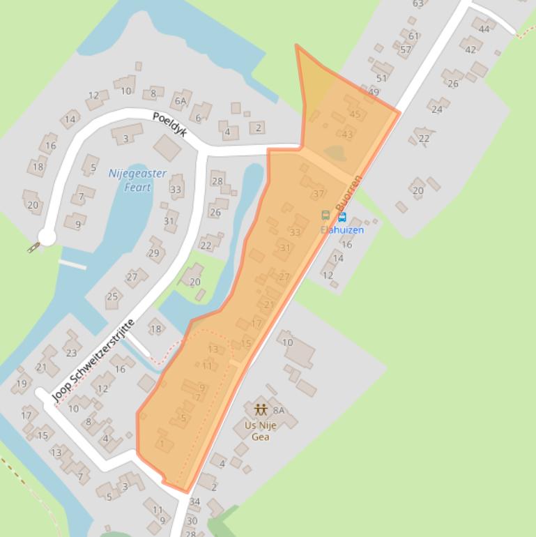 Kaart van postcodegebied 8581KC.