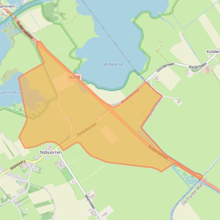 Kaart van postcodegebied 8584WV.