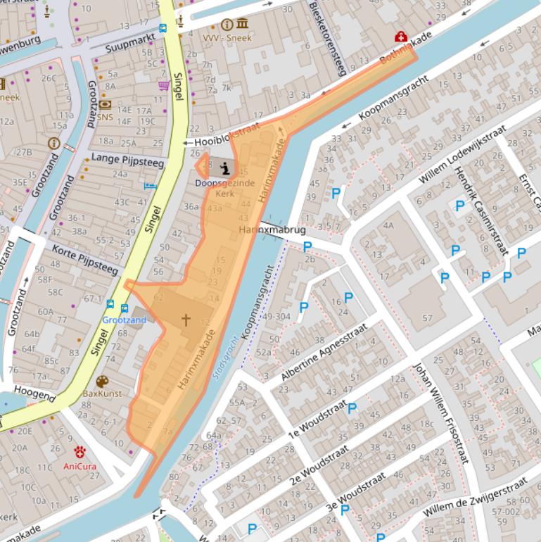 Kaart van postcodegebied 8601AA.