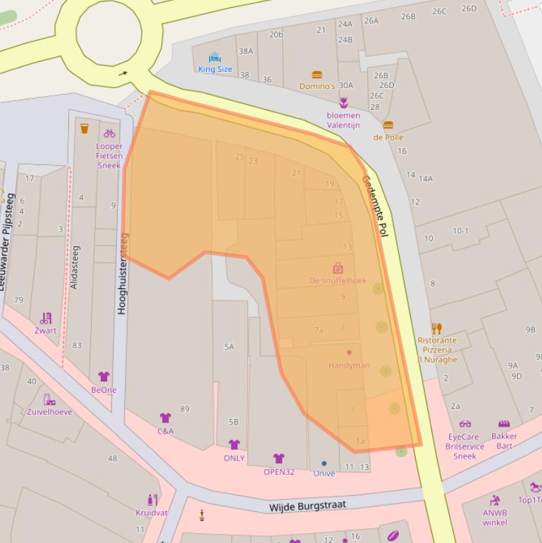 Kaart van postcodegebied 8601BX.