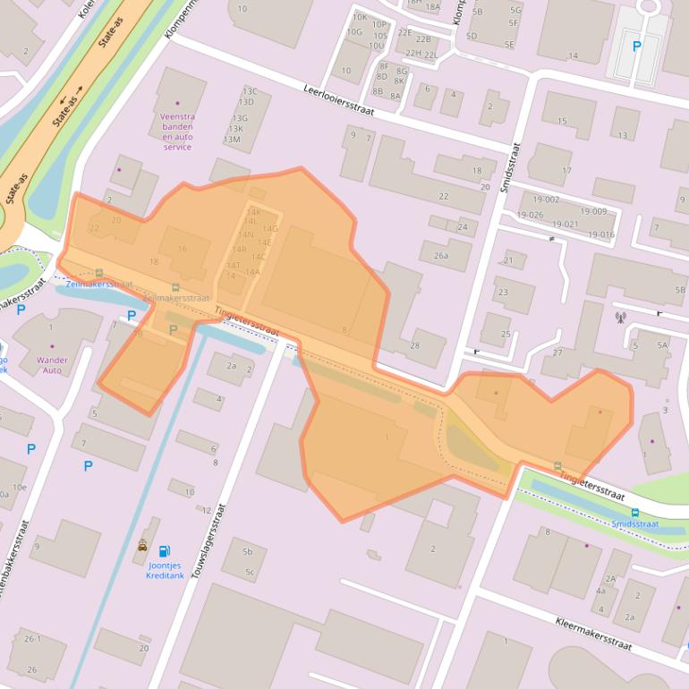Kaart van postcodegebied 8601WJ.