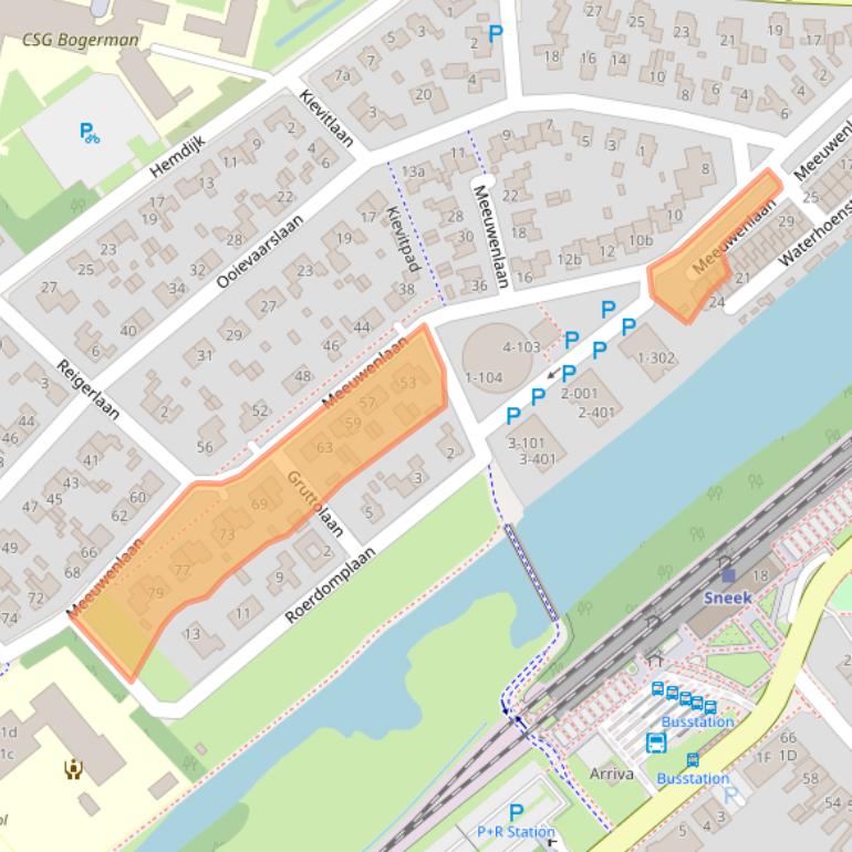 Kaart van postcodegebied 8601XR.