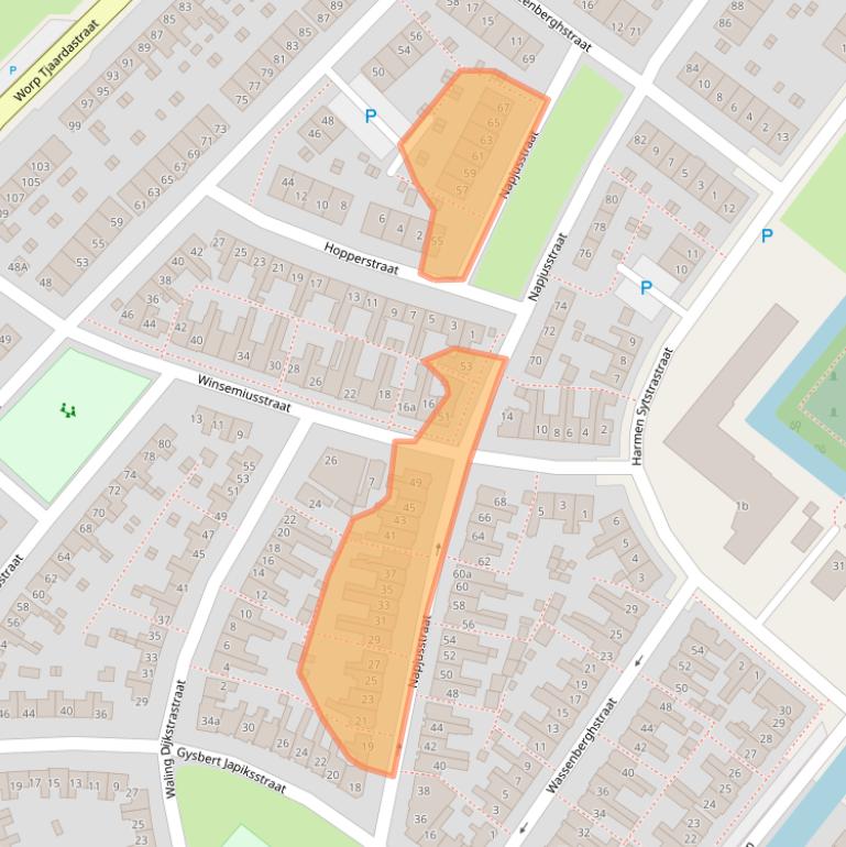 Kaart van postcodegebied 8602BB.