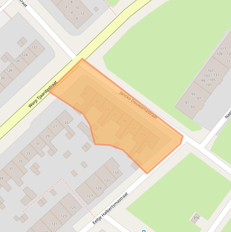 Kaart van postcodegebied 8602BJ.