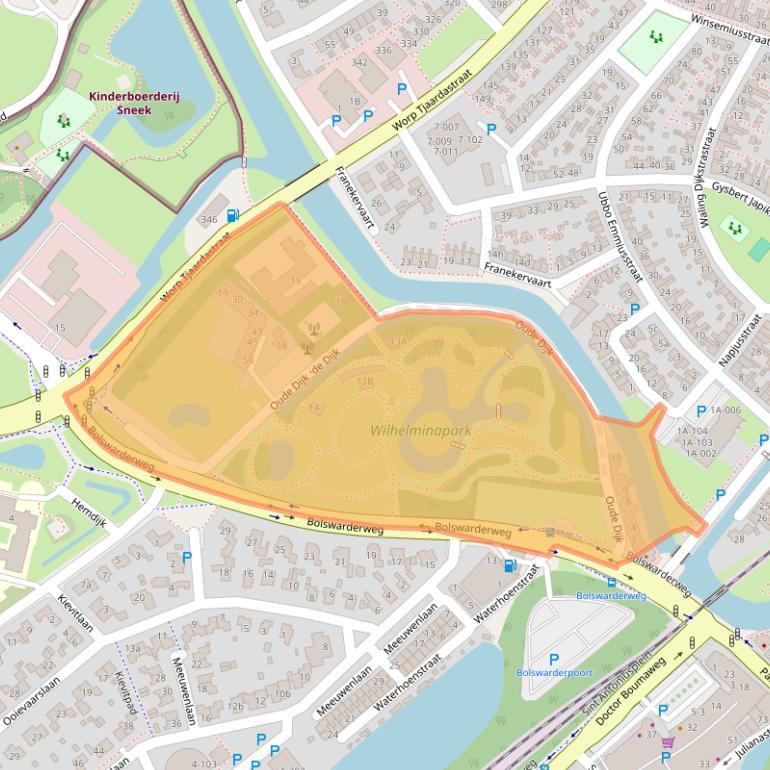 Kaart van postcodegebied 8602XW.