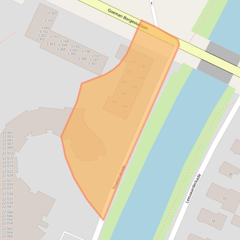 Kaart van postcodegebied 8603AR.