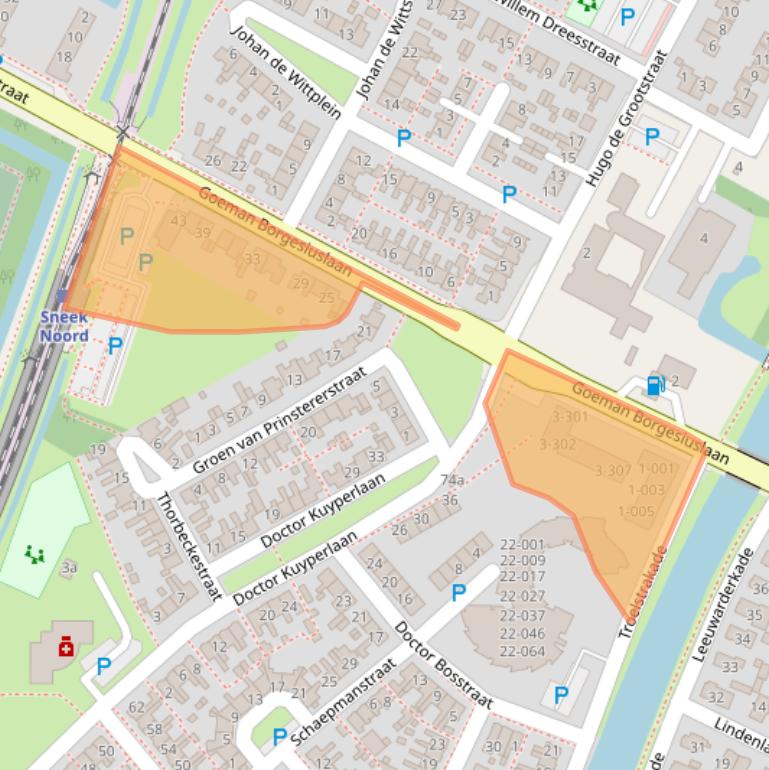 Kaart van postcodegebied 8603BH.