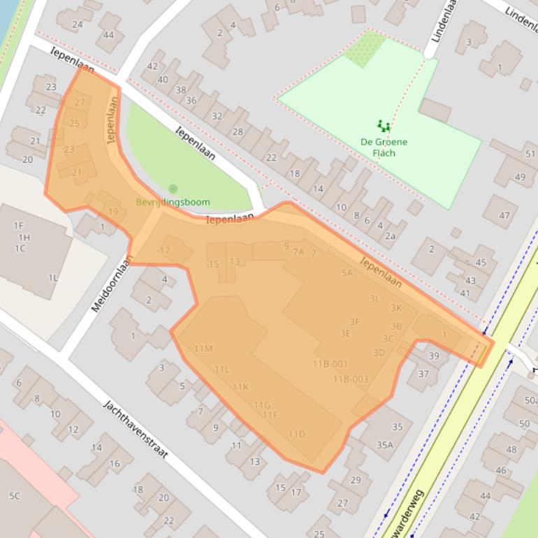 Kaart van postcodegebied 8603CE.