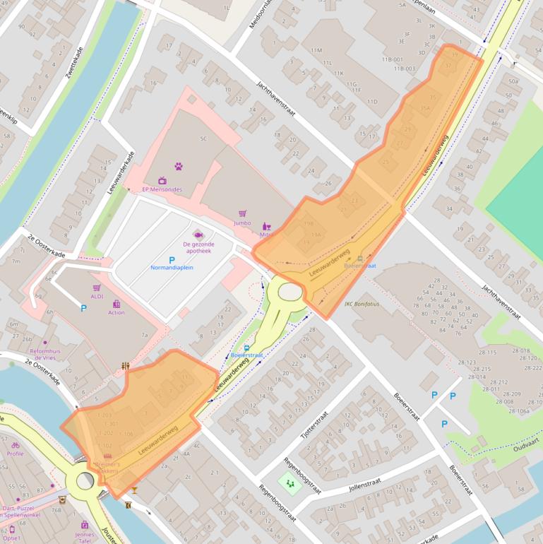 Kaart van postcodegebied 8603CL.