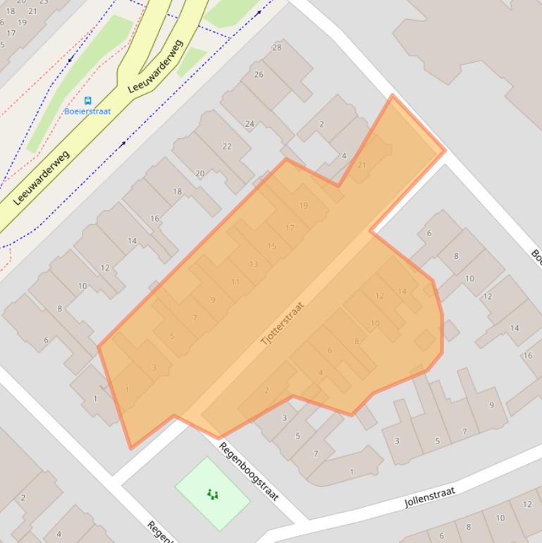 Kaart van postcodegebied 8605AD.