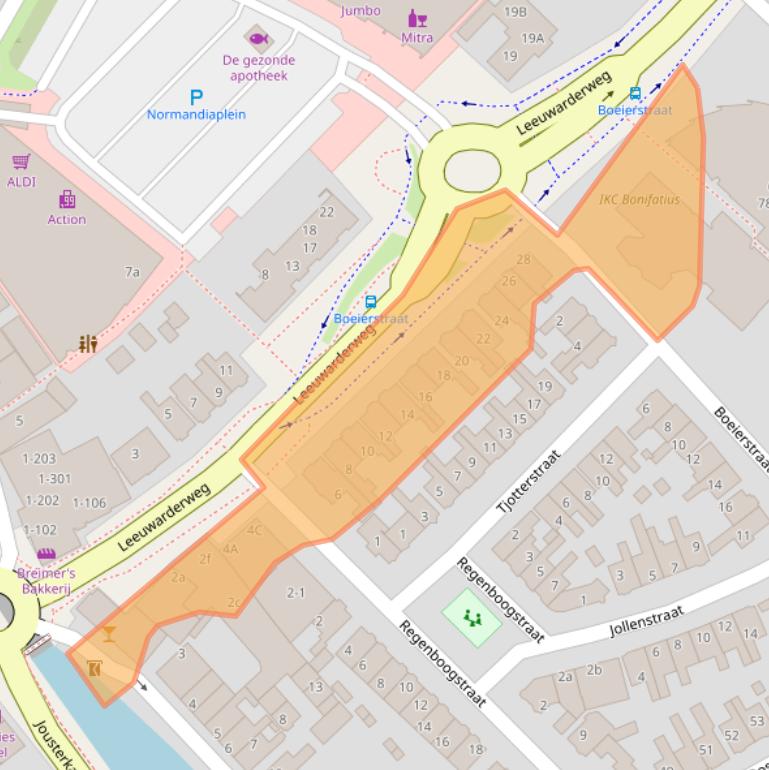 Kaart van postcodegebied 8605AH.