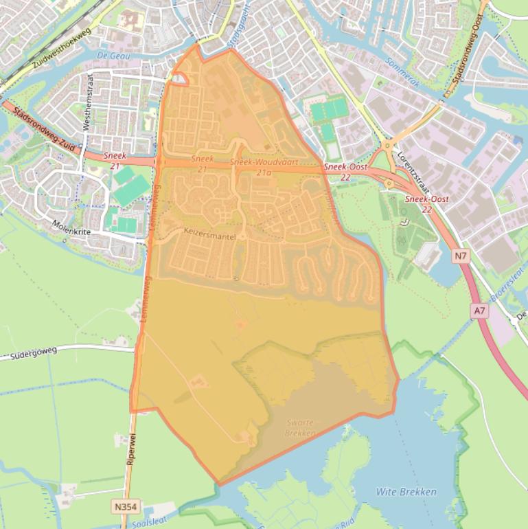 Kaart van postcodegebied 8607.