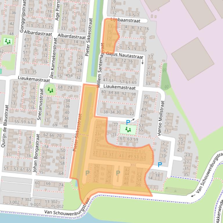 Kaart van postcodegebied 8607AJ.