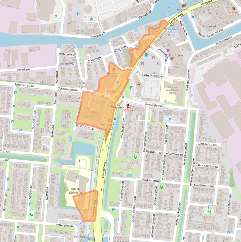 Kaart van postcodegebied 8608AA.