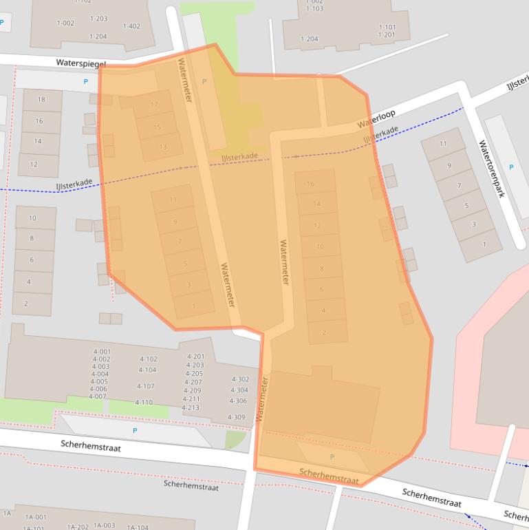 Kaart van postcodegebied 8608DC.