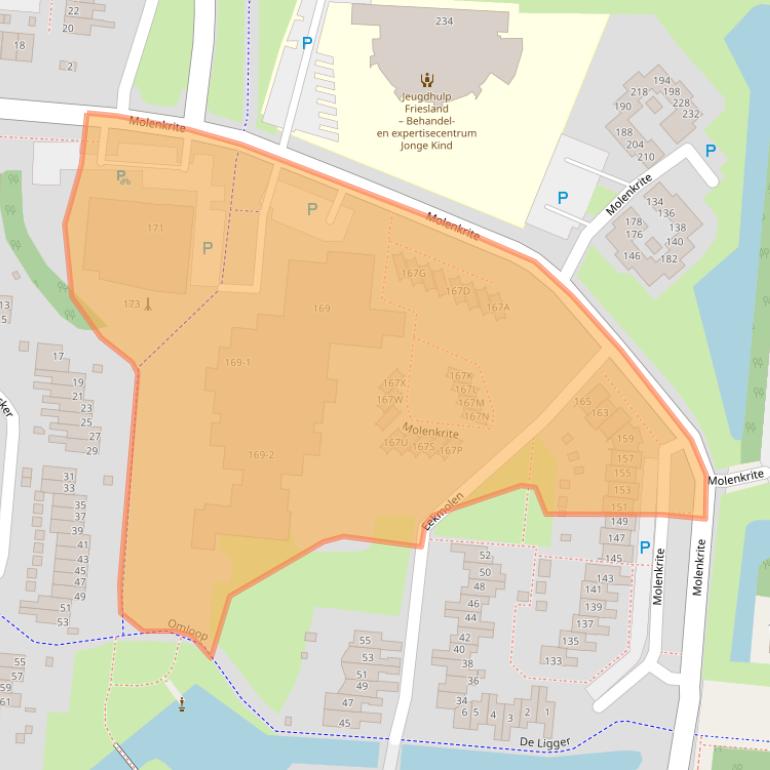 Kaart van postcodegebied 8608WD.