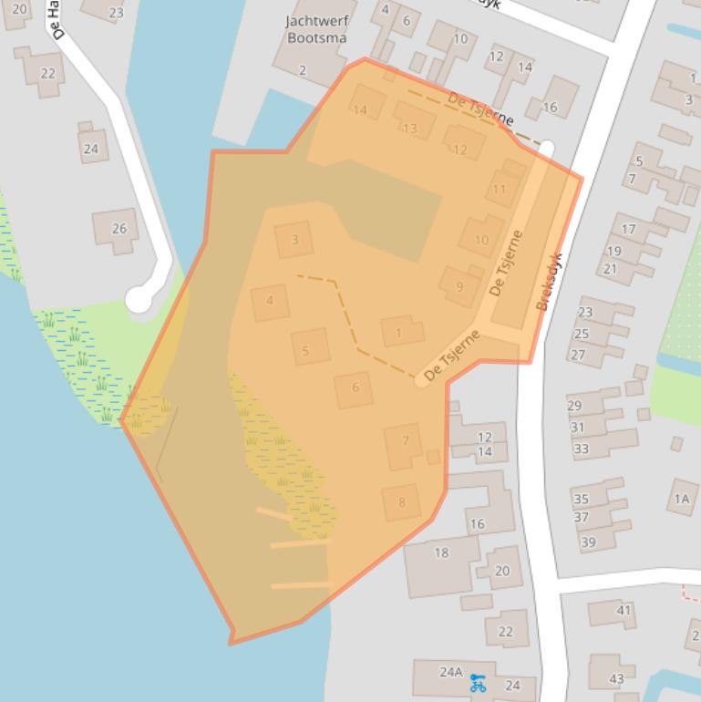 Kaart van postcodegebied 8614AS.