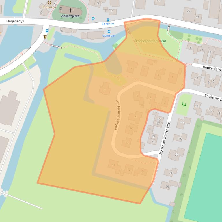 Kaart van postcodegebied 8614JJ.